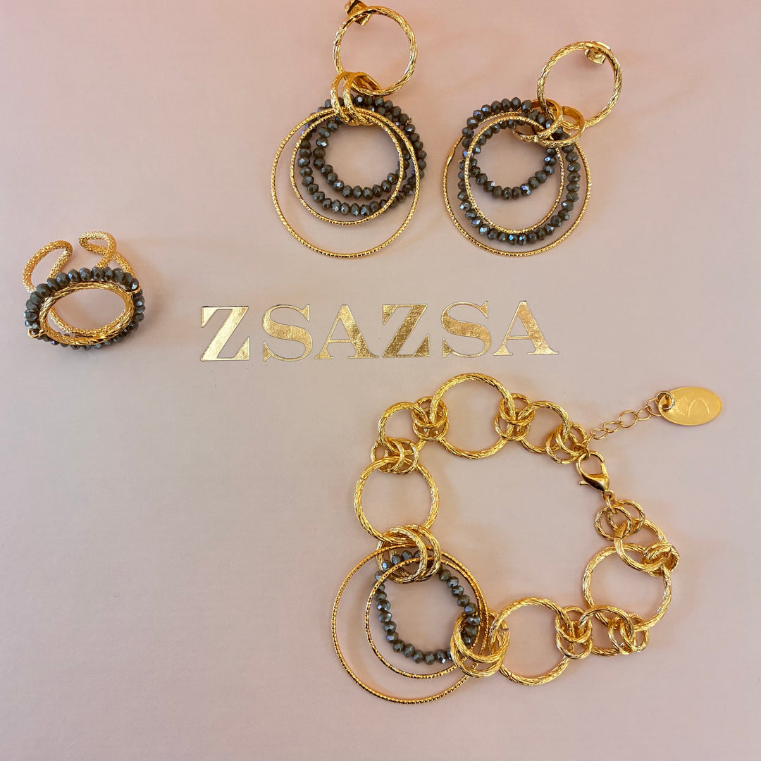 Handmade olive green beaded set