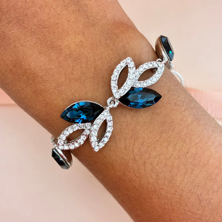 Marquise navy blue Swarovski crystals bracelet