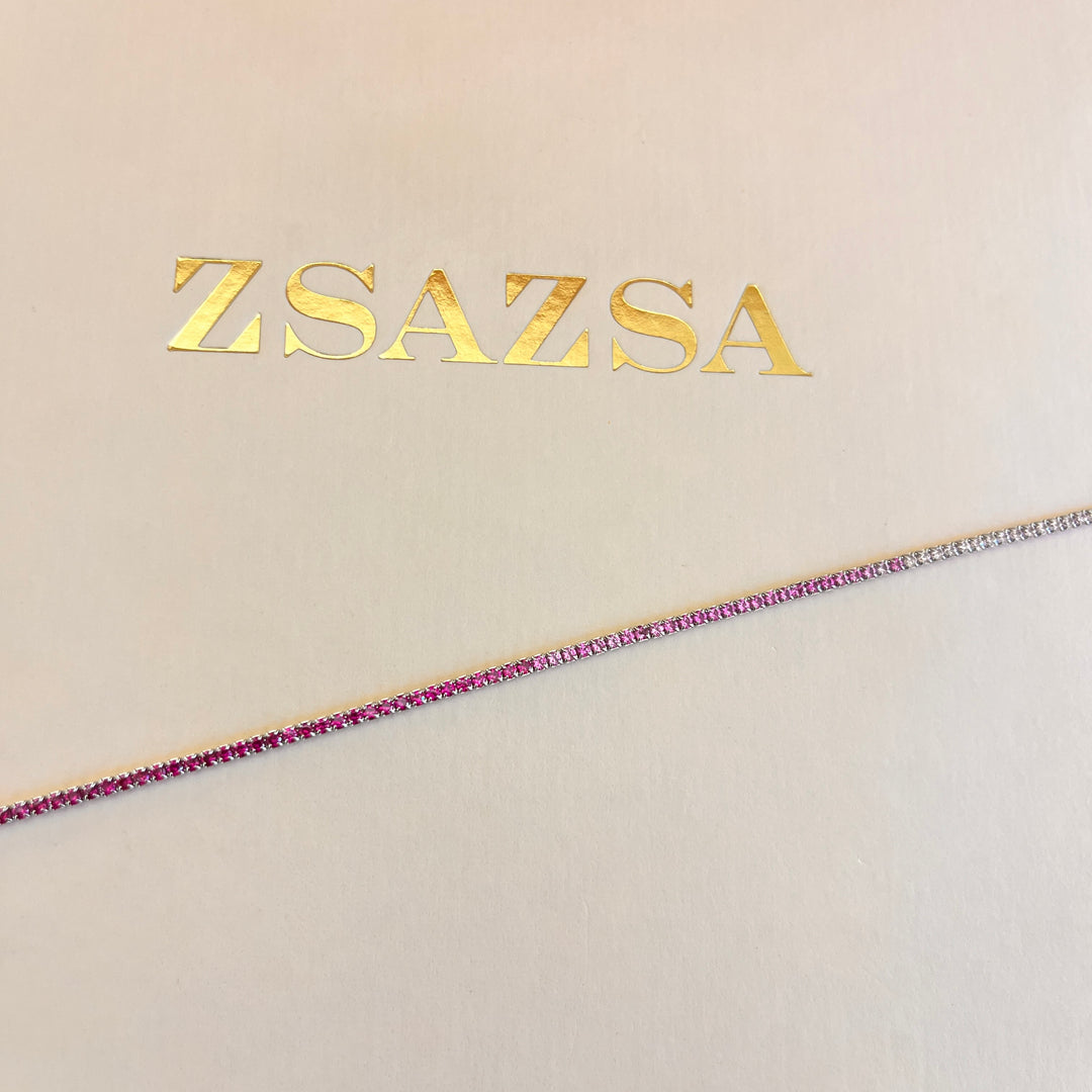 Gradient fuchsia zircone necklace and bracelet