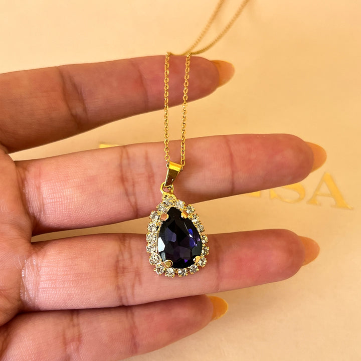 Purple teardrop preciosa crystals set