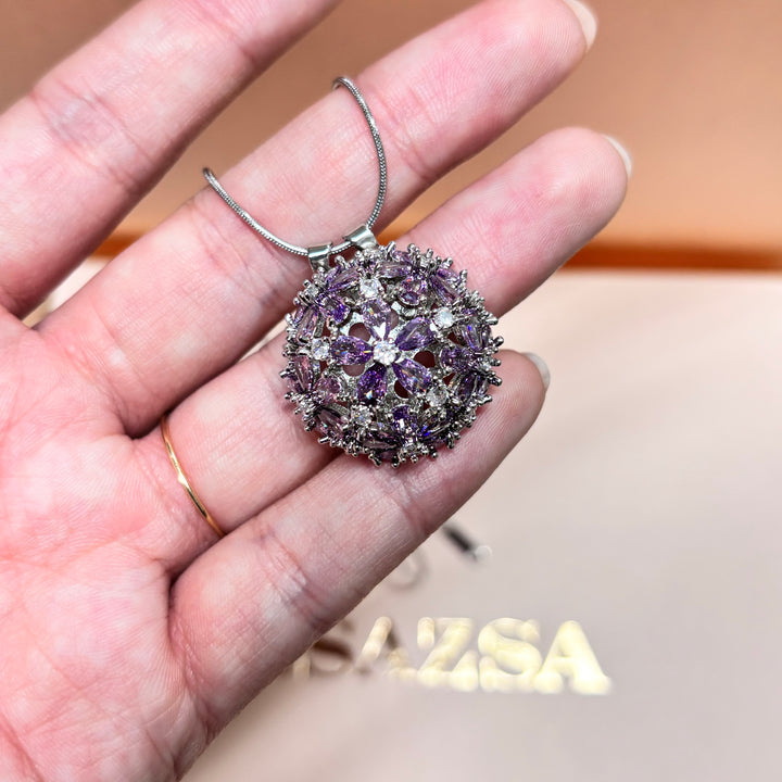 Flower zircone silver set