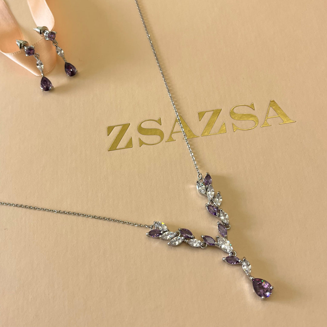 Silver zircone teardrop & marquise set