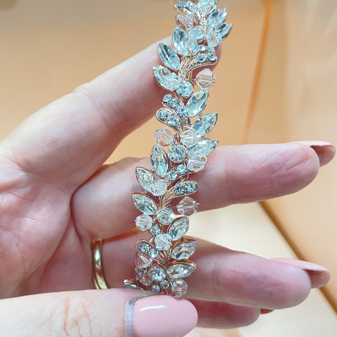 Leaves and crystals rose gold headband