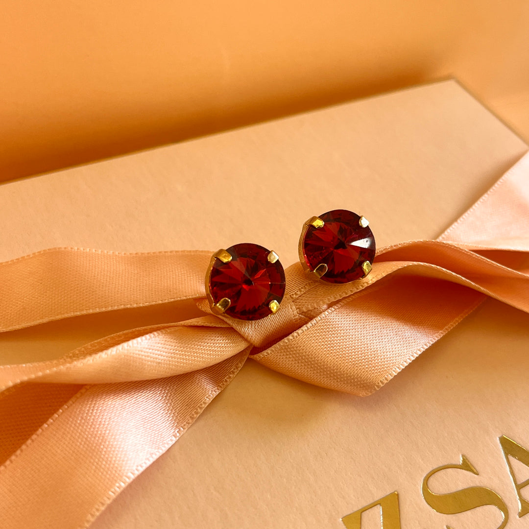 Dark red Swarovski Crystals studs