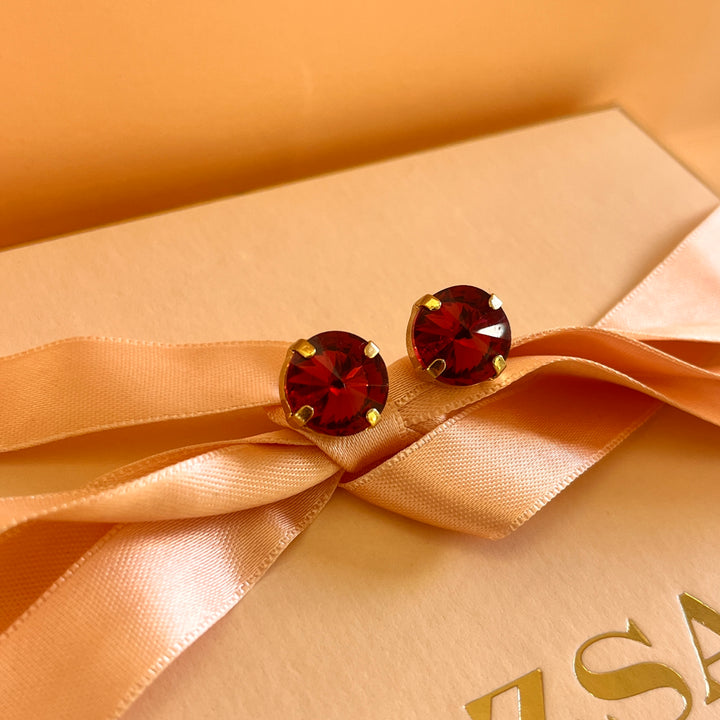 Dark red Swarovski Crystals studs