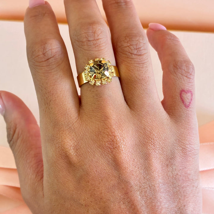 Dainty bronze Swarovski crystals ring