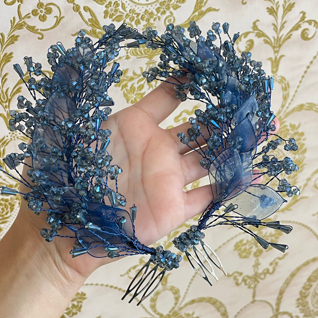 Royal blue hair vine with comb