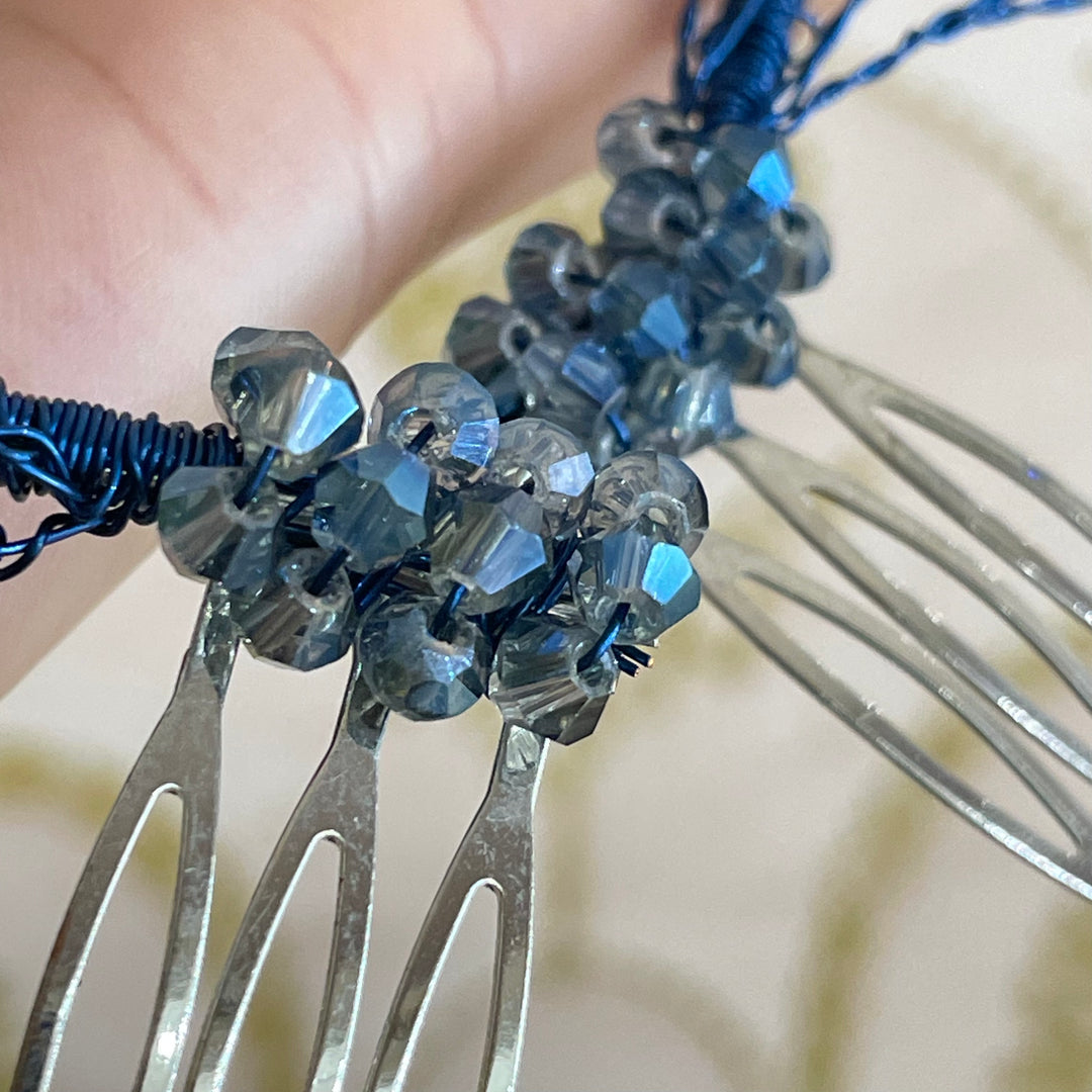 Royal blue hair vine with comb