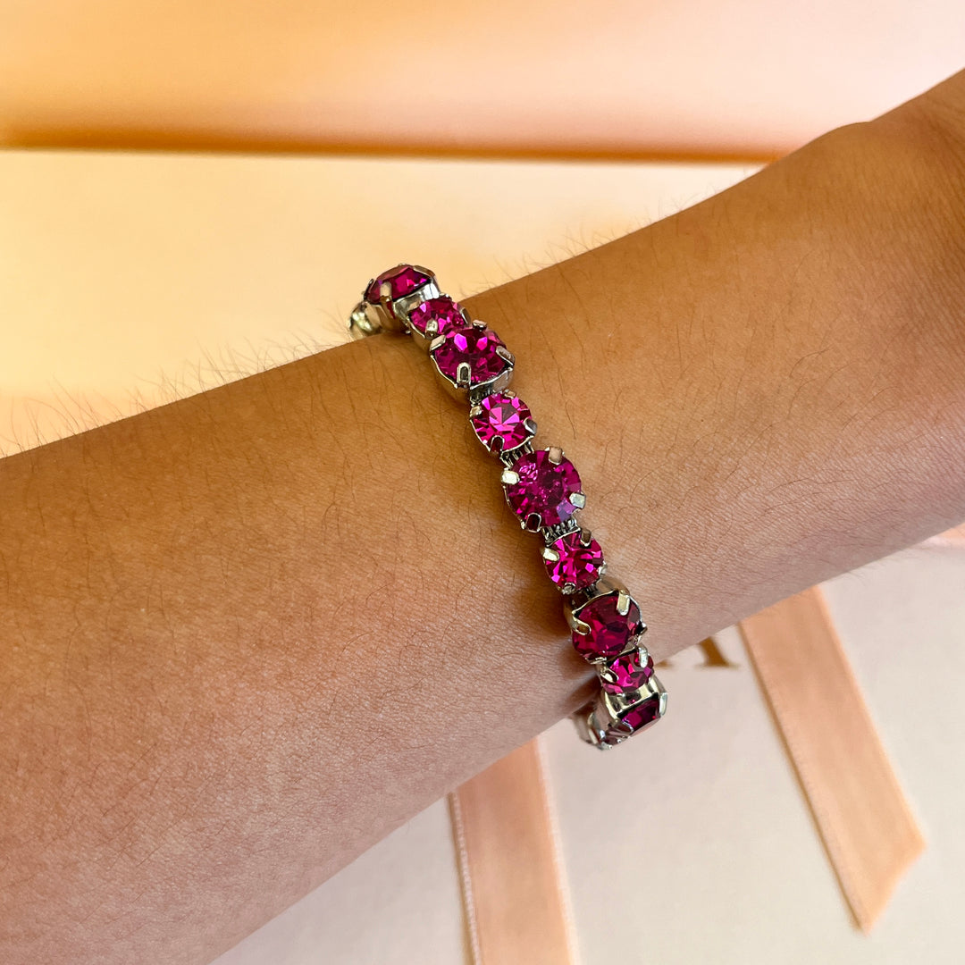 Fuchsia Swarovski crystals bracelet