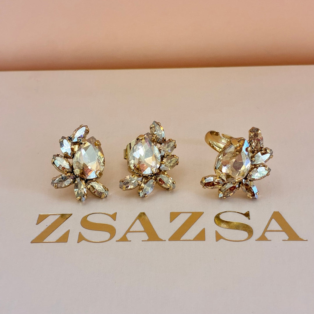 Champagne teardrop gold plated set