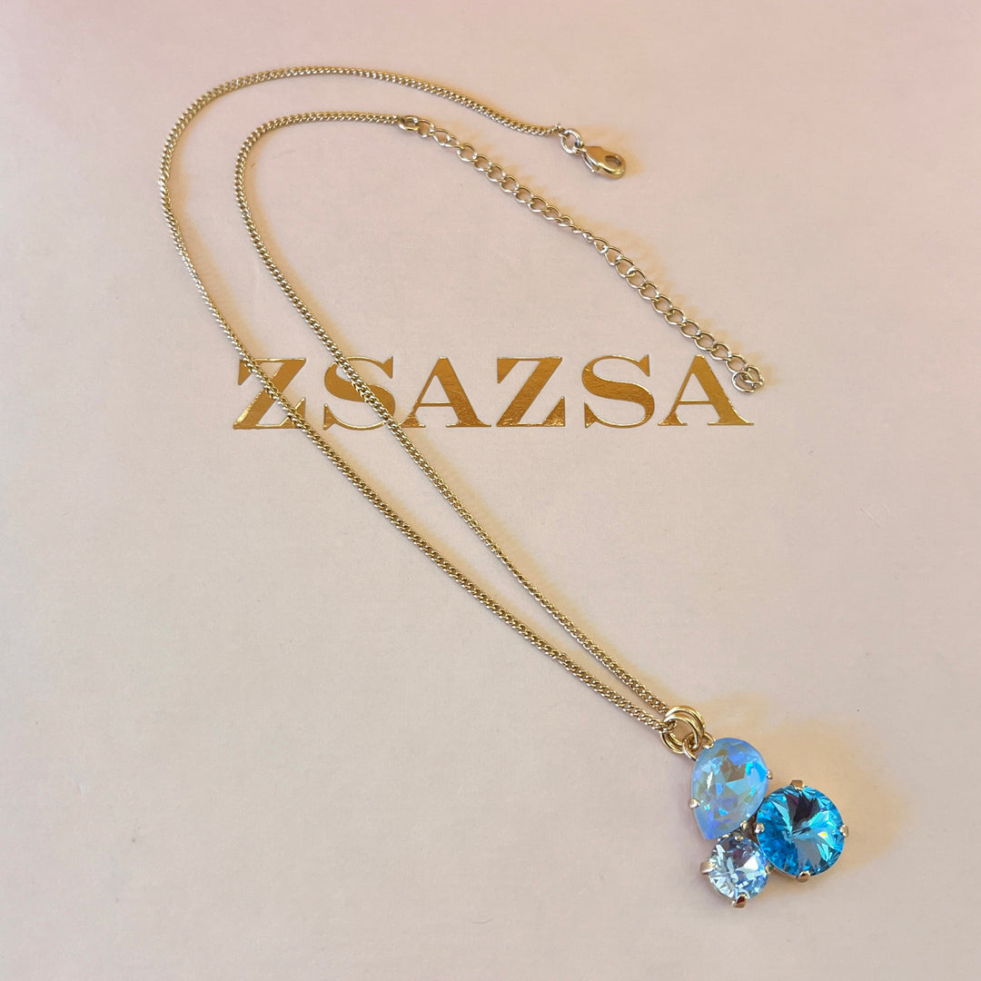 Light blue multi stone Swarovski crystals pendant