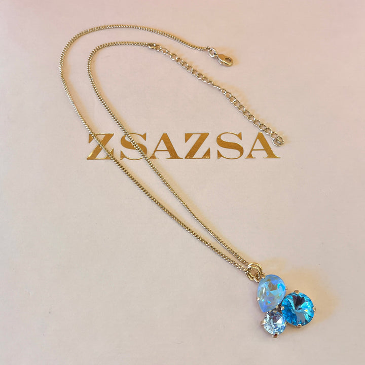 Light blue multi stone Swarovski crystals pendant