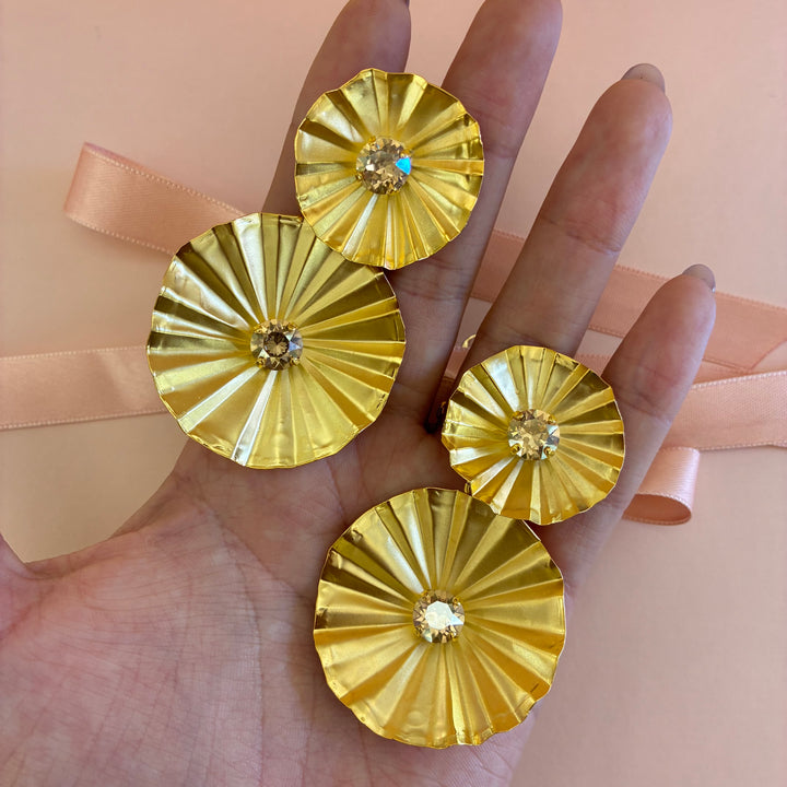 Handmade champagne flowers earrings