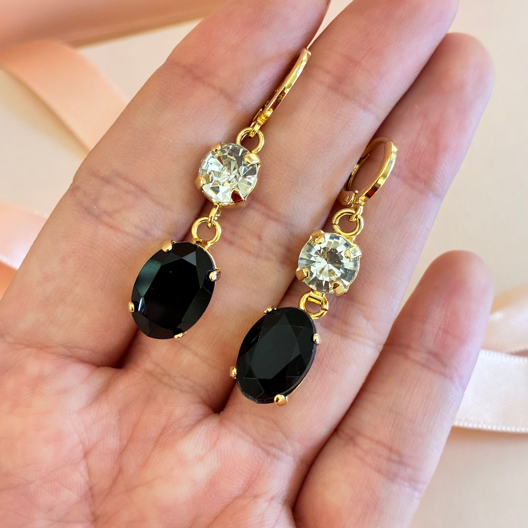 Black Preciosa crystals hooks