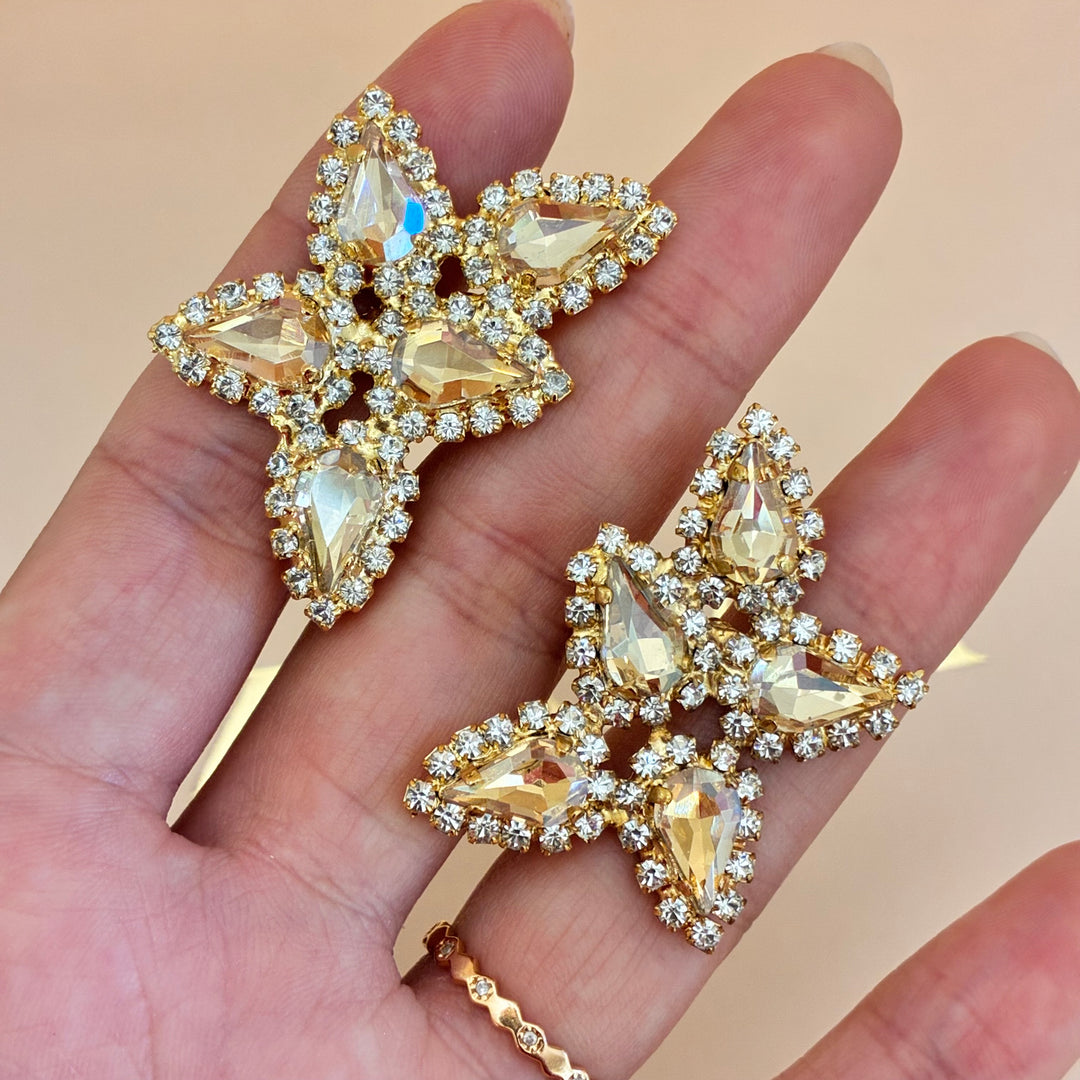 Champagne teardrops Swarovski crystals set