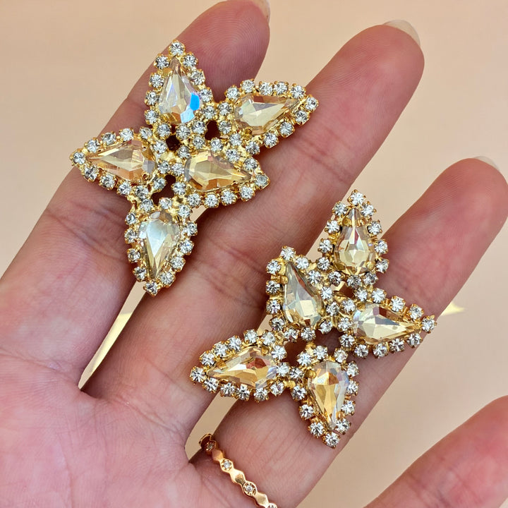 Champagne teardrops Swarovski crystals set