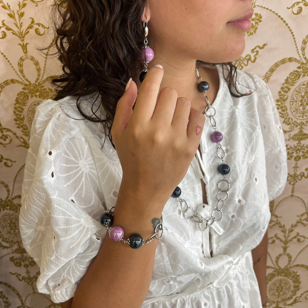 Ceramic lilac and navy blue set