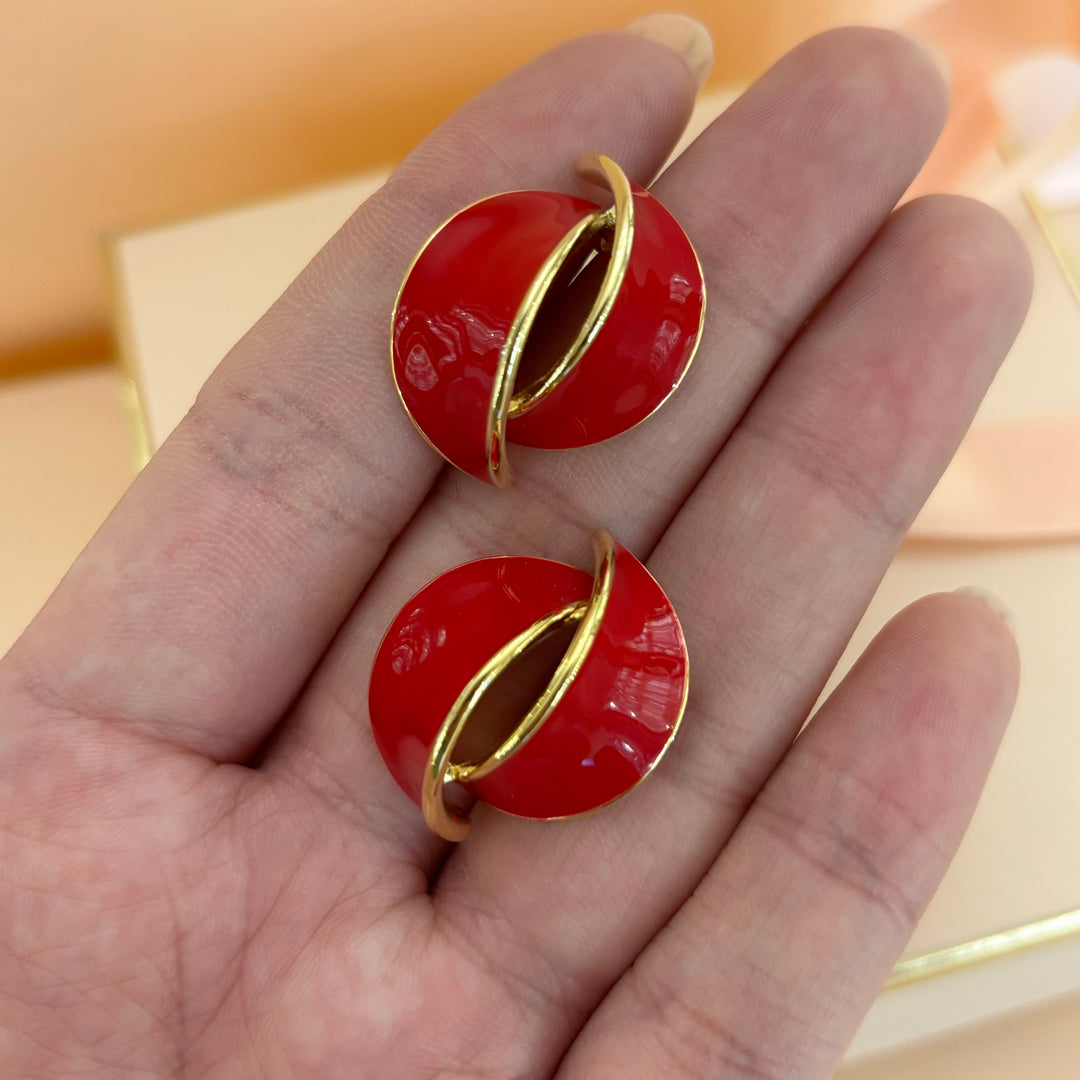 Red enamel earrings
