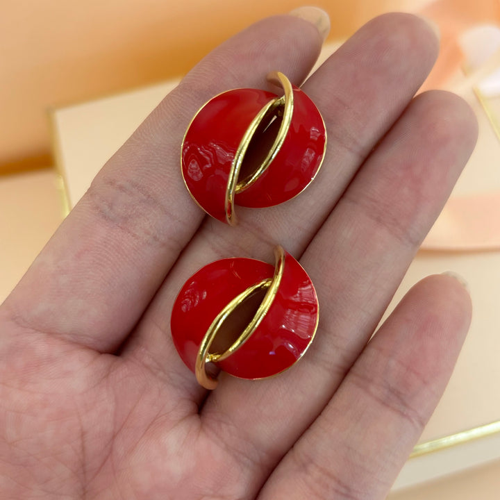 Red enamel earrings