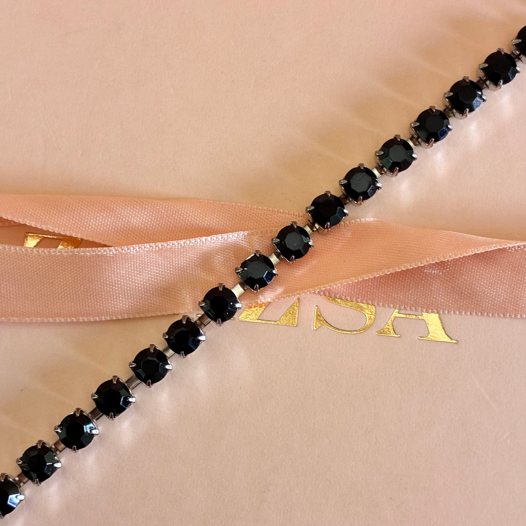 Black Preciosa crystals silver bracelet