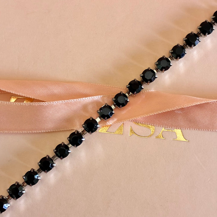 Black Preciosa crystals silver bracelet