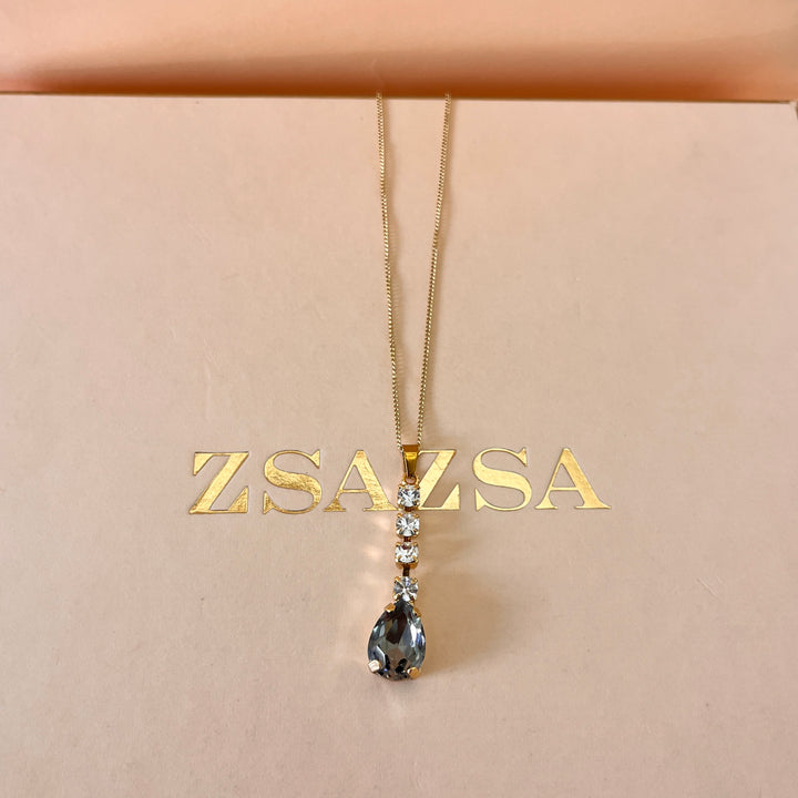 Grey teardrop Preciosa crystals pendant