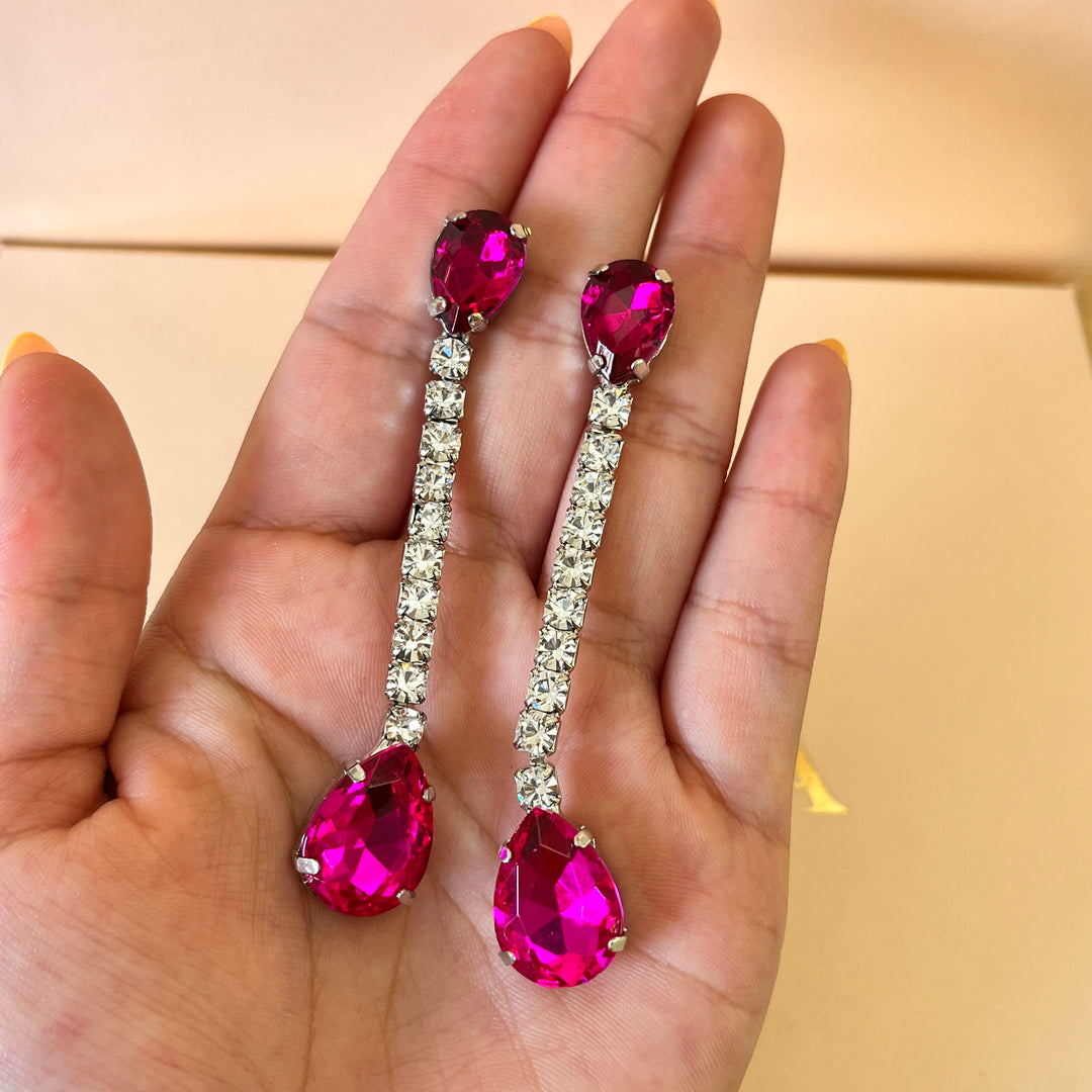 Fuchsia teardrop Preciosa crystals set
