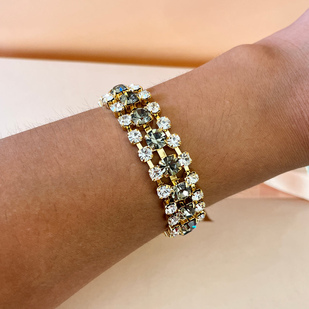 Grey preciosa crystals 3 rows bracelet