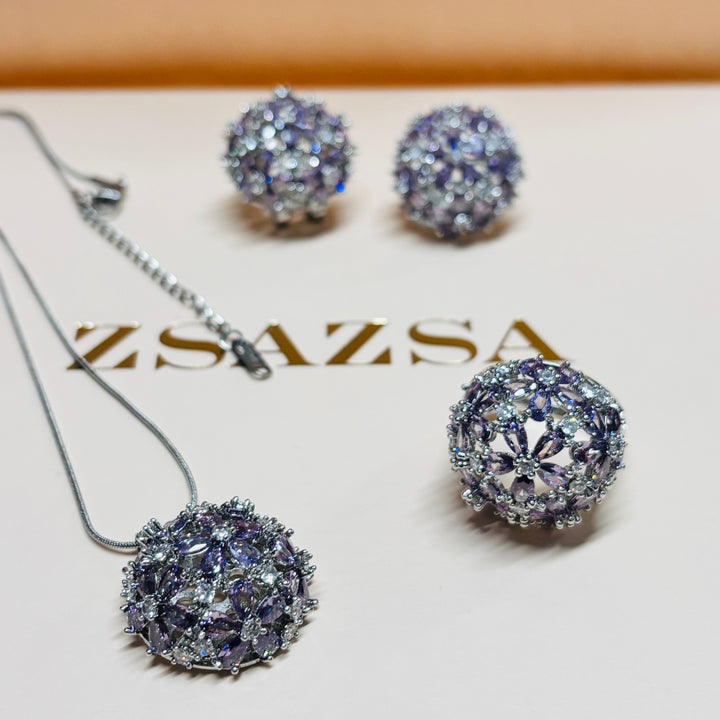 Flower zircone silver set