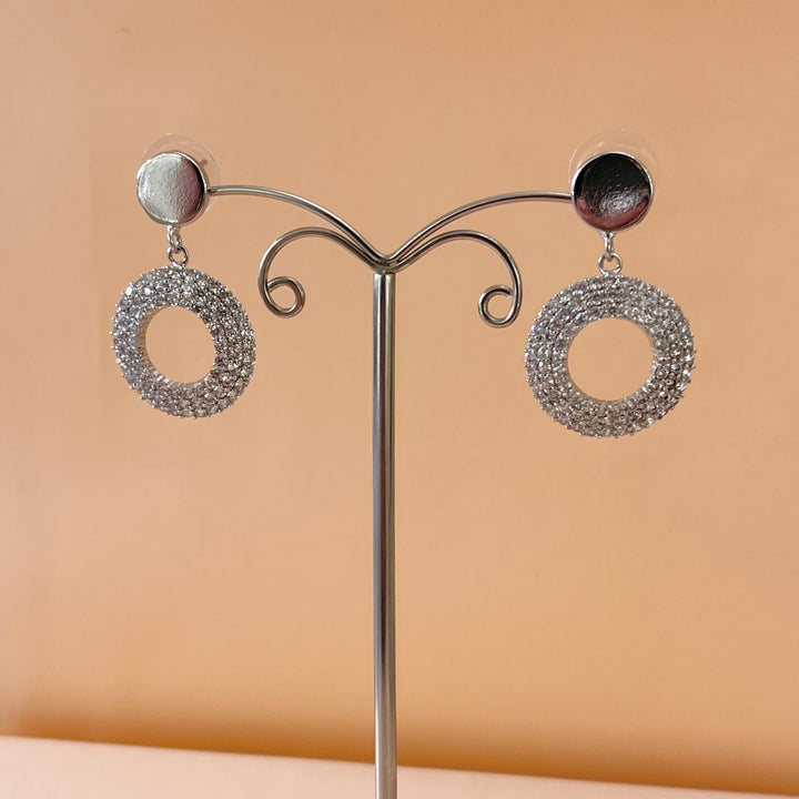 Silver zircone round earrings