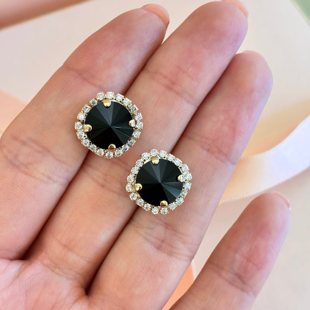 Black Swarovski crystals studs