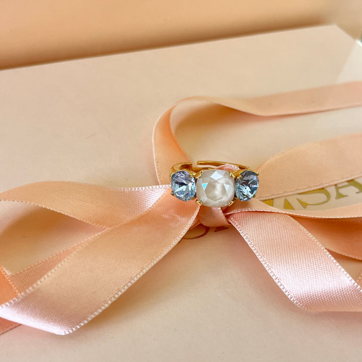 Light blue Swarovski crystals ring