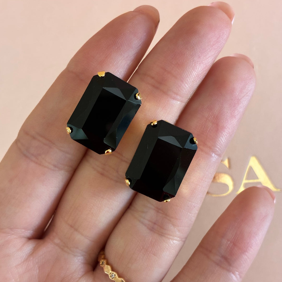 Black rectangular Preciosa crystals set