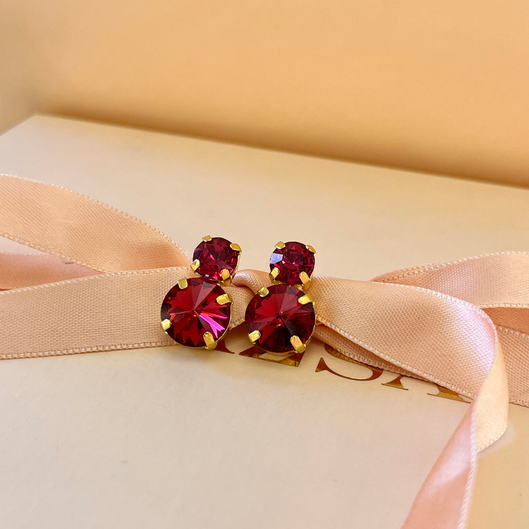 Magenta Swarovski crystals studs