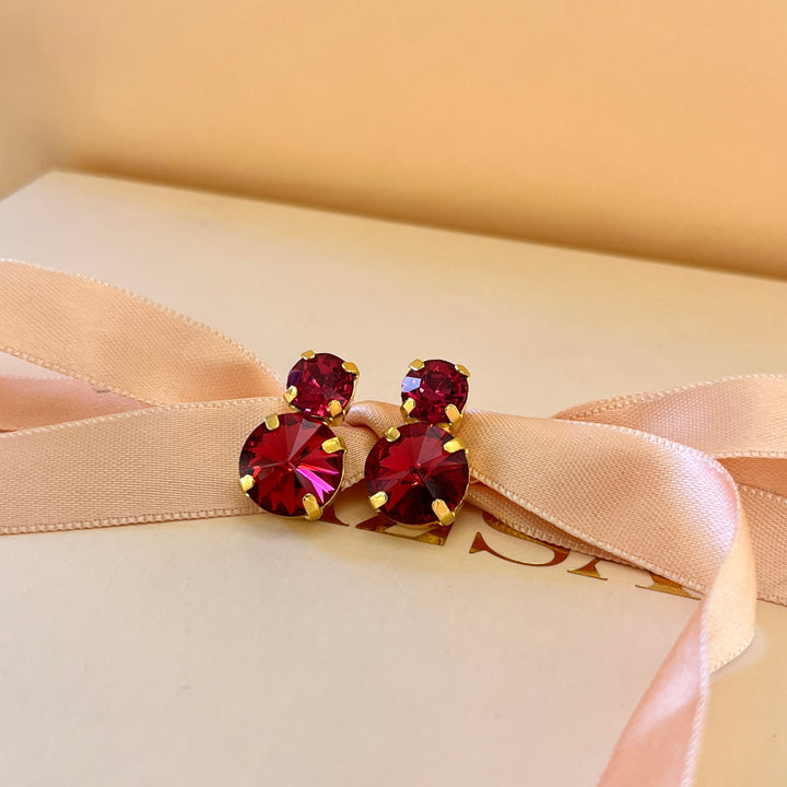 Magenta Swarovski crystals studs