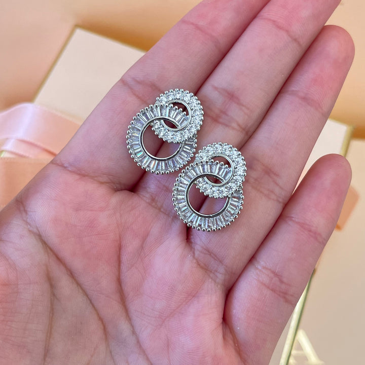 Silver zircone baguette studs