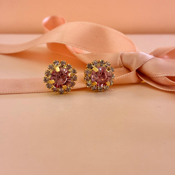 Pink Preciosa crystals gold plated set