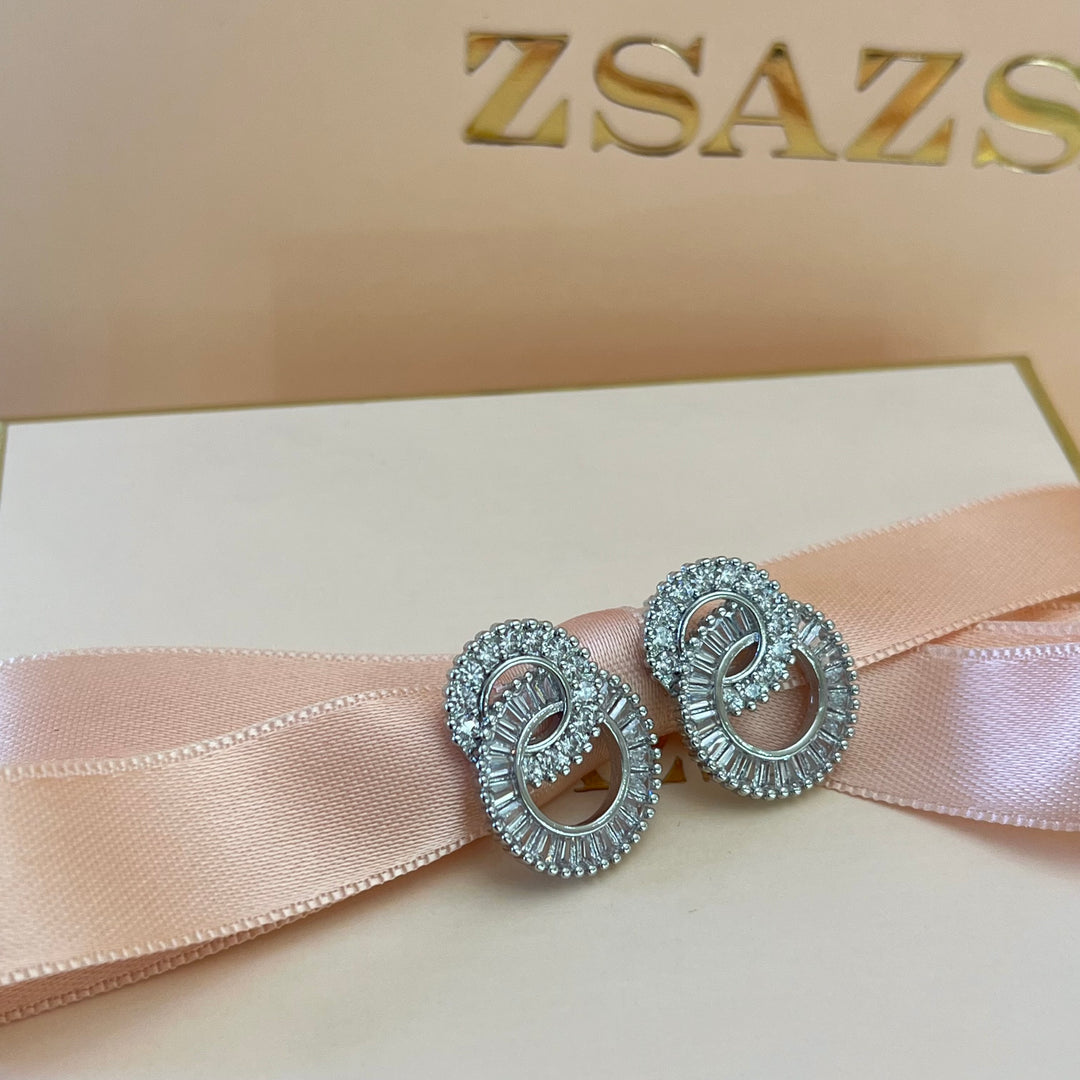 Silver zircone baguette studs