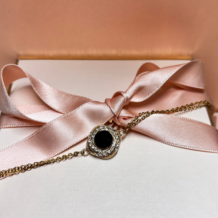 Dainty black rhinestone gold bracelet