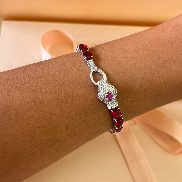 Red zircone snake necklace and bracelet