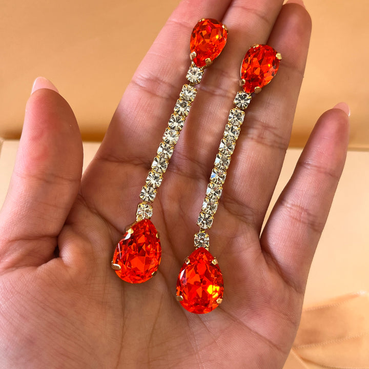 Orange teardrop Preciosa crystals set