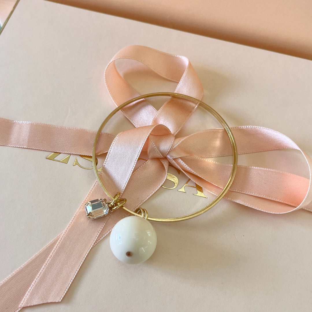 Champagne Swarovski crystal bangle with nude ball