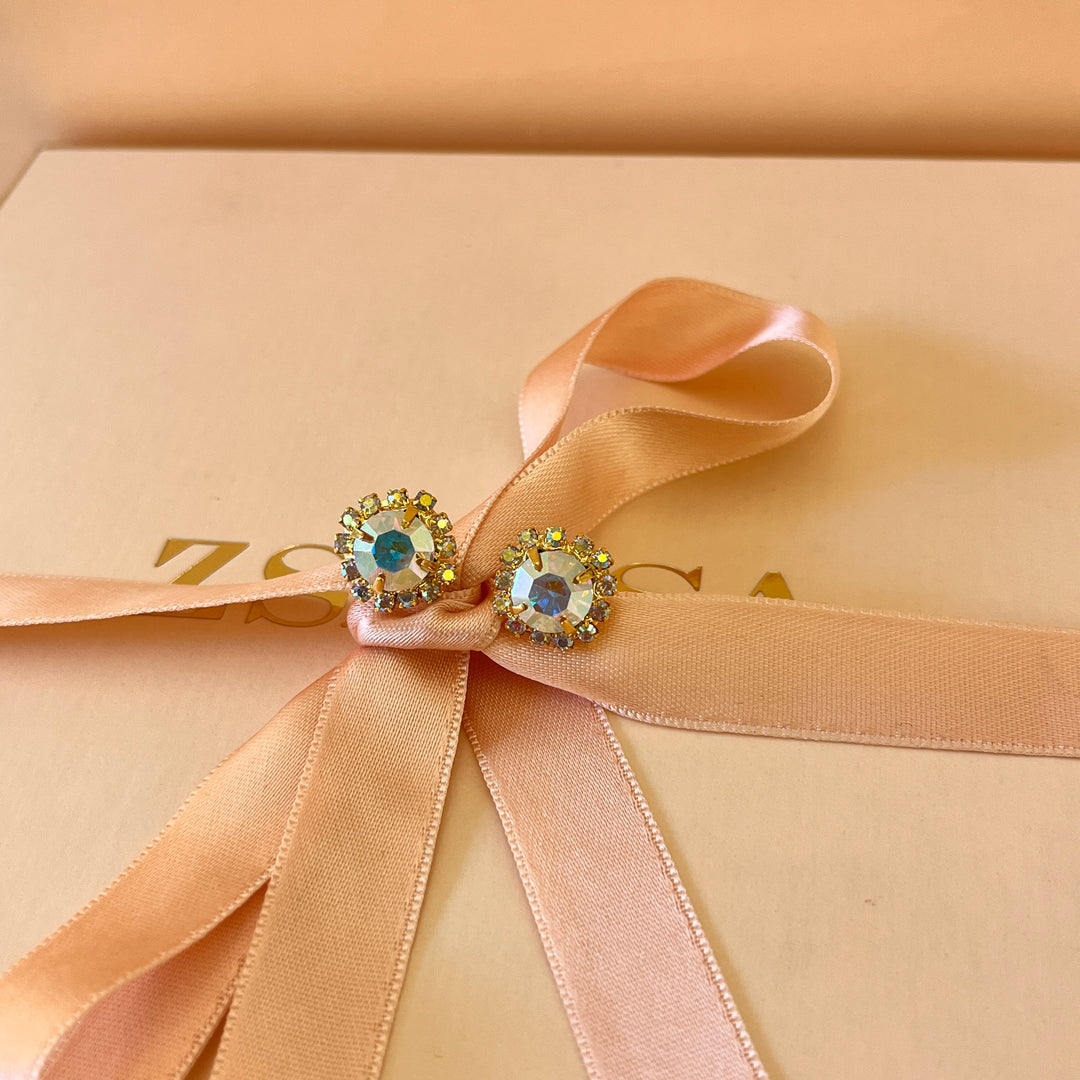 Aurora borealis Swarovski crystals studs