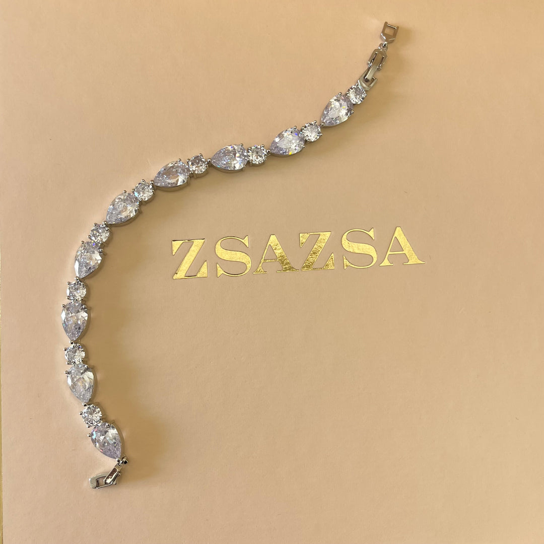 Silver zircone teardrop bracelet