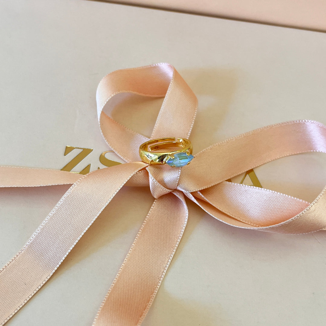 Light blue marquise Swarovski crystal ring