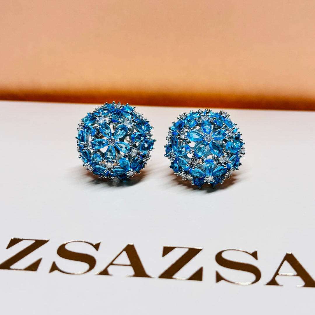 Flower zircone silver set