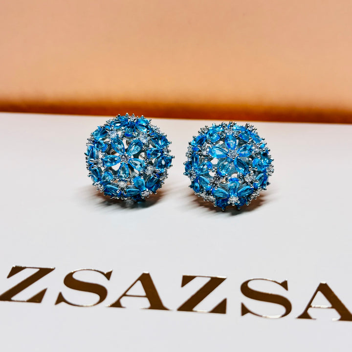 Flower zircone silver set