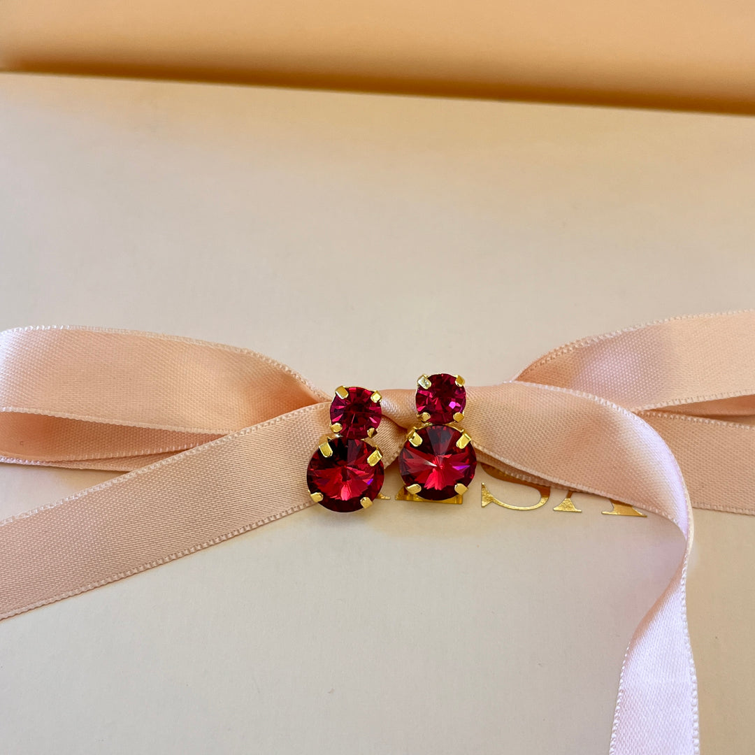 Magenta Swarovski crystals studs