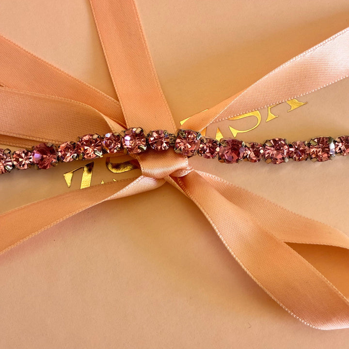 Pink Swarovski crystals silver bracelet