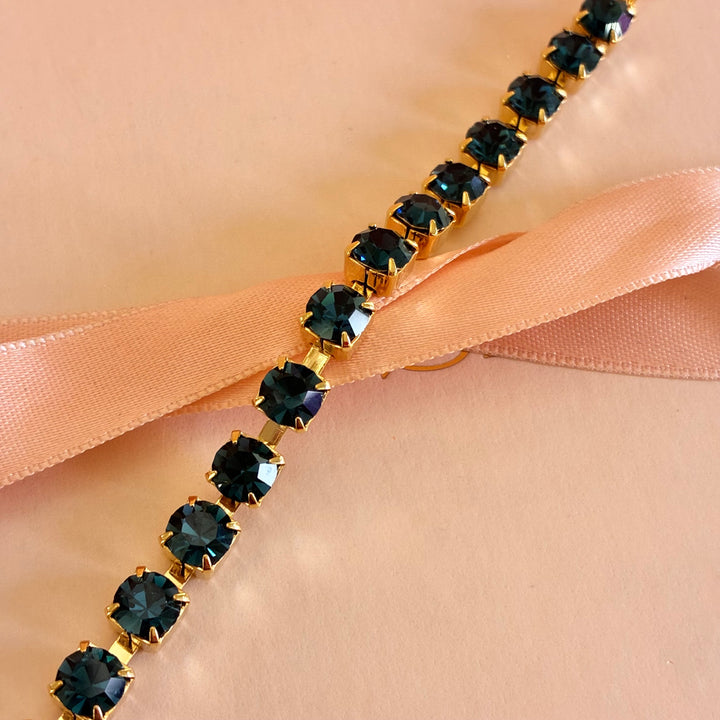 Navy blue Preciosa crystals gold plated bracelet